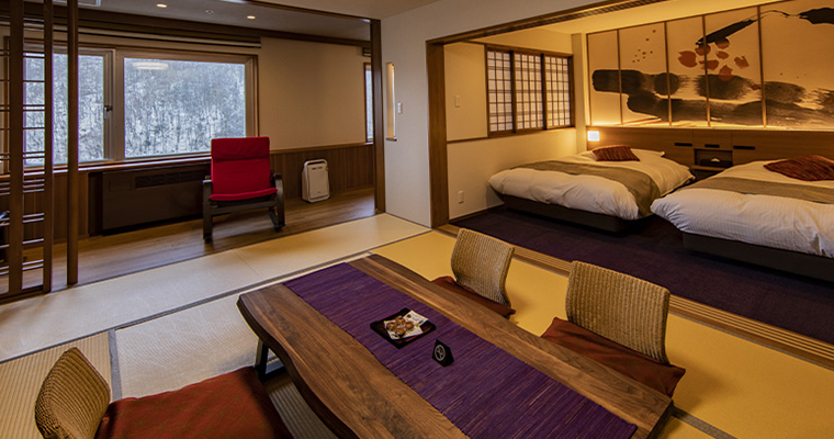 SounkyoOnsen HotelTaisetsu Western and Japanese elements